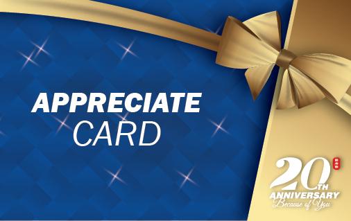 Blue and gold Aik Huat appreciation card design