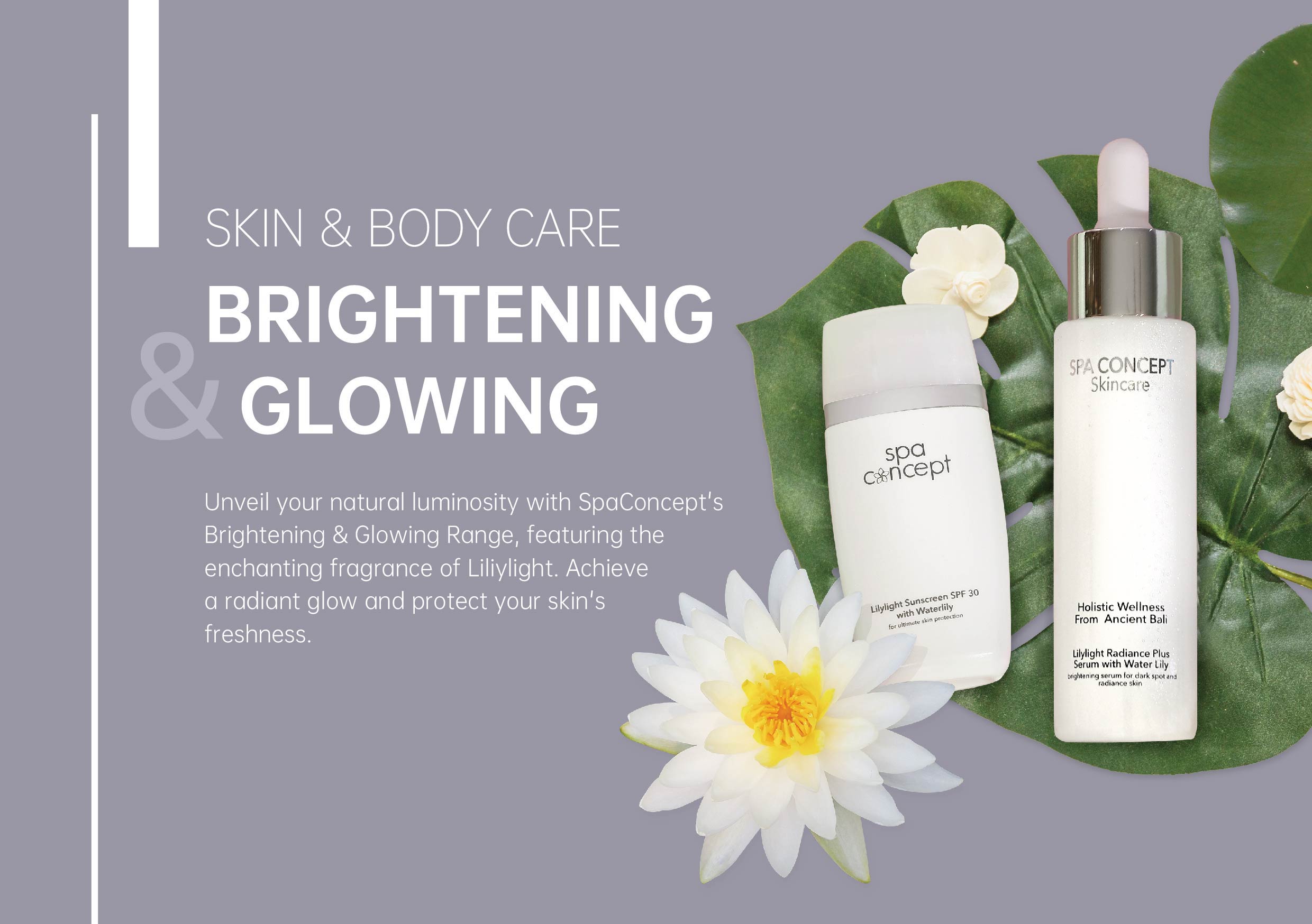 Lilylight skin and body care collection in the SpaConcept catalogue